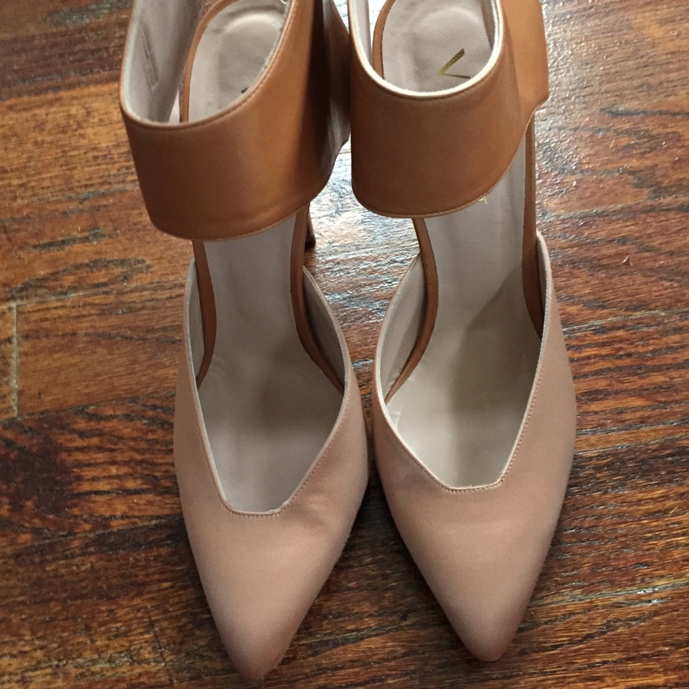Vionnet satin & leather heels